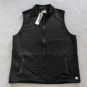NWT Marine Layer Corbet Vest Men's XL  Black Quilted Full Zip Embroidered